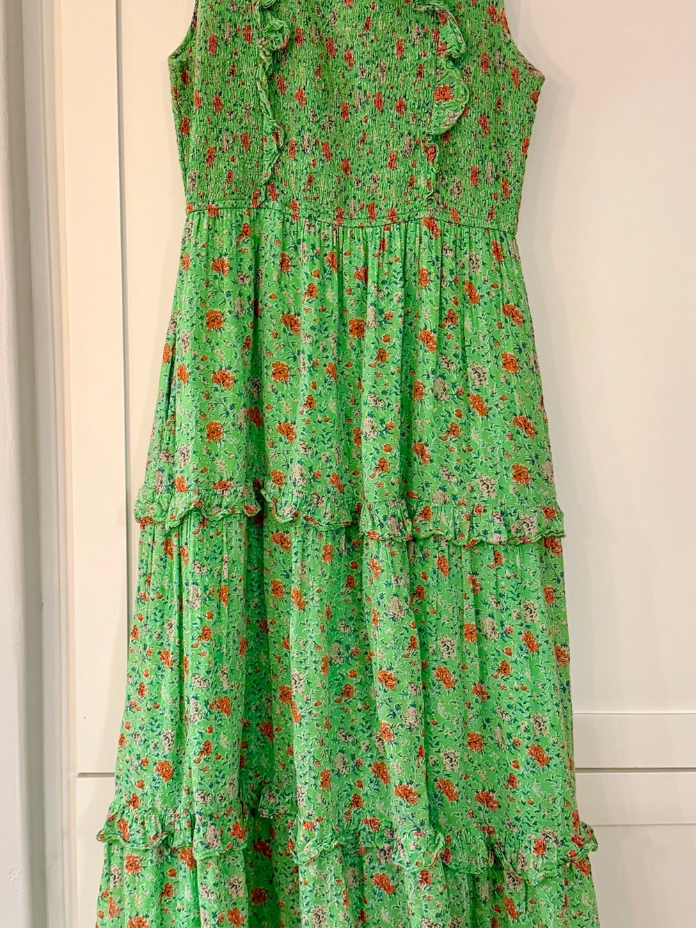 Banjanan Green Floral Kids Pajama Top with Orange Accents